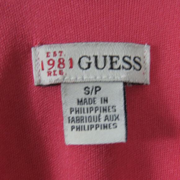 Guess Pink Peach Geometric Pattern Surplice Mini Dress Small Barbiecore - Picture 7 of 7